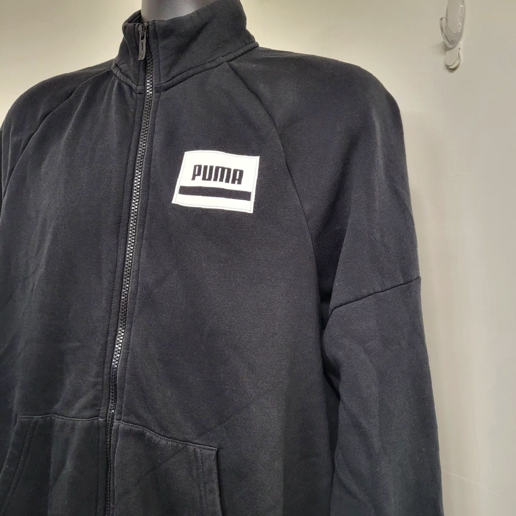 Puma PUMA Zip-Up Jacket Mens Large Black Kangaroo Pocket Long Sleeve Athletic Exterior Polyester Storm Blue Red Character Streetwear Sports Track Jacket Size US L / EU 52-54 / 3 - 2 Thumbnail