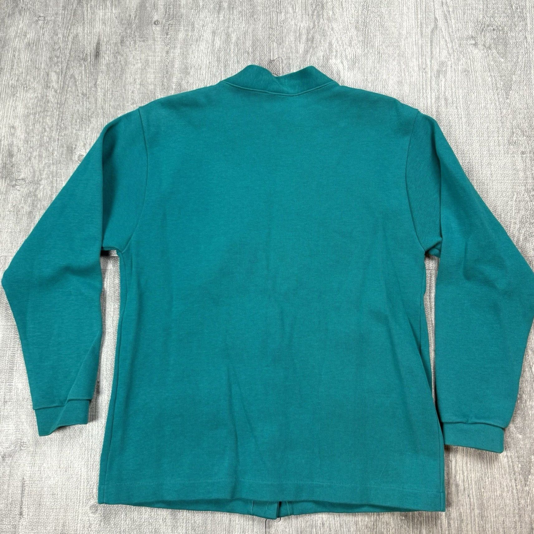 Vintage VINTAGE L.L. BEAN Heavyweight Cotton V-Neck Cardigan Sweater Petites M Teal 90s Womens Size M / US 6-8 / IT 42-44 - 6 Thumbnail