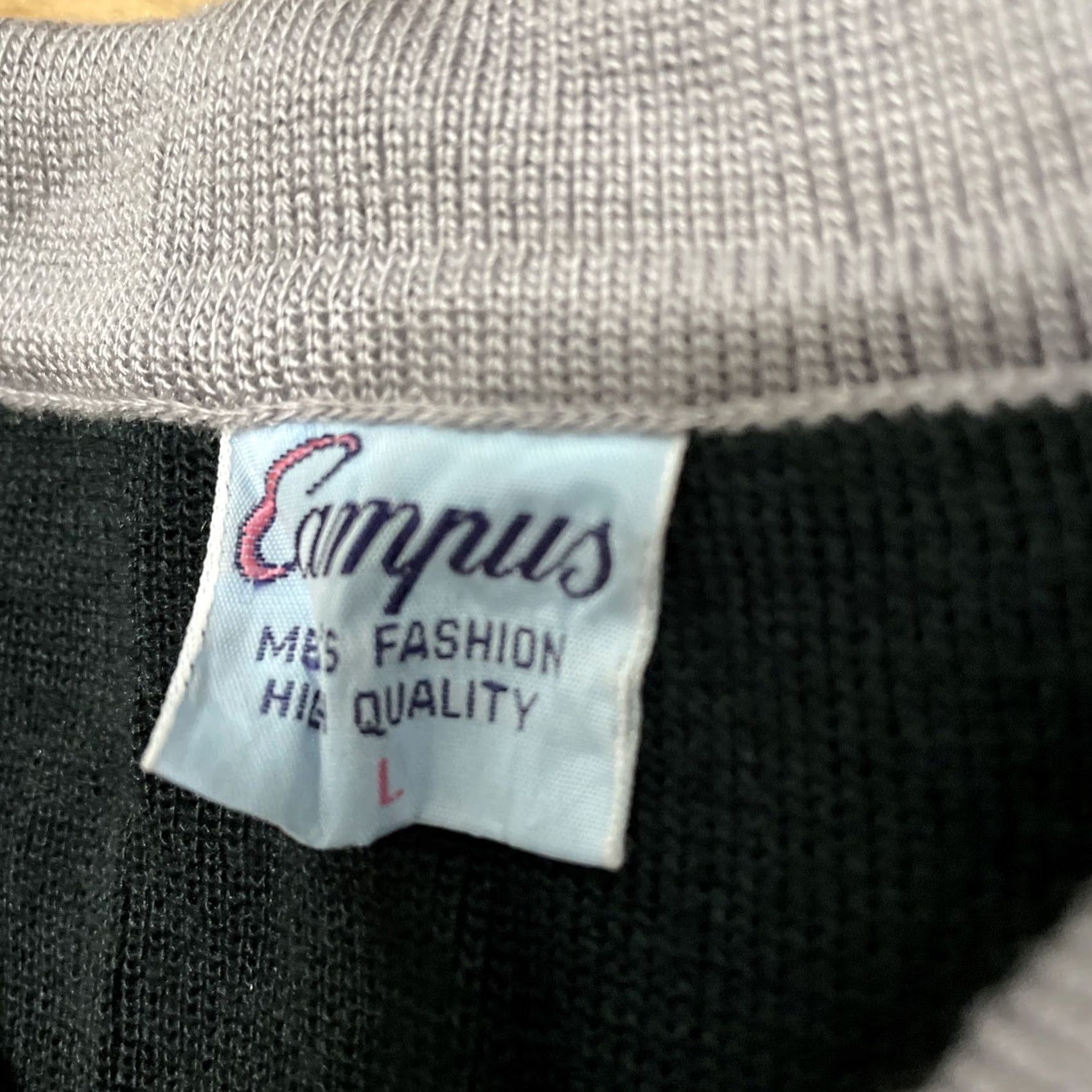 Vintage CAMPUS Polo Shirt Men L Gray Black Red Stripe Knit Vintage 1970s Classic Polo Shirt Mens Size US L / EU 52-54 / 3 - 7 Thumbnail