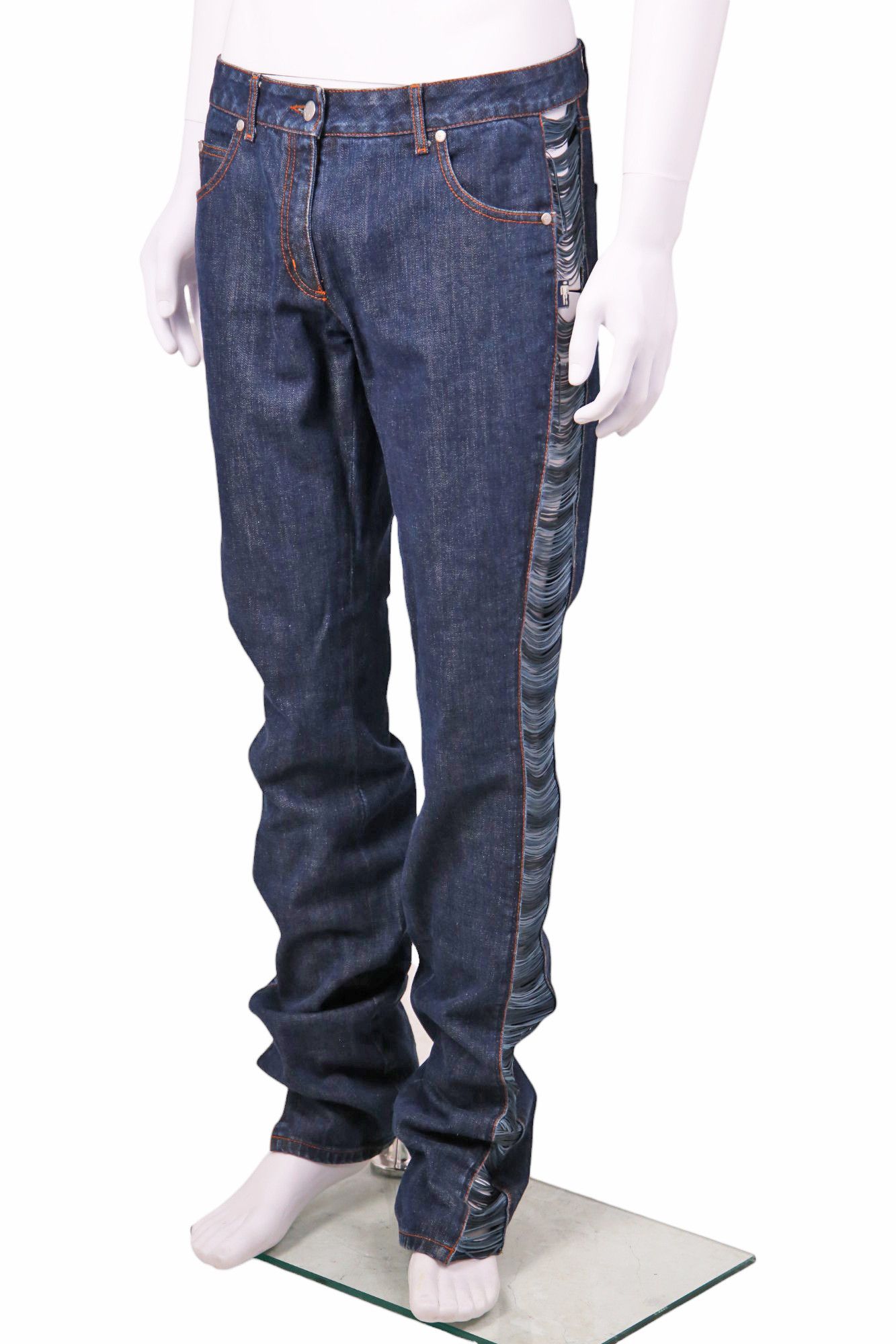 Jean Paul Gaultier 1990's Blue Cut-out Wide Jeans Size US 31 - 2 Thumbnail