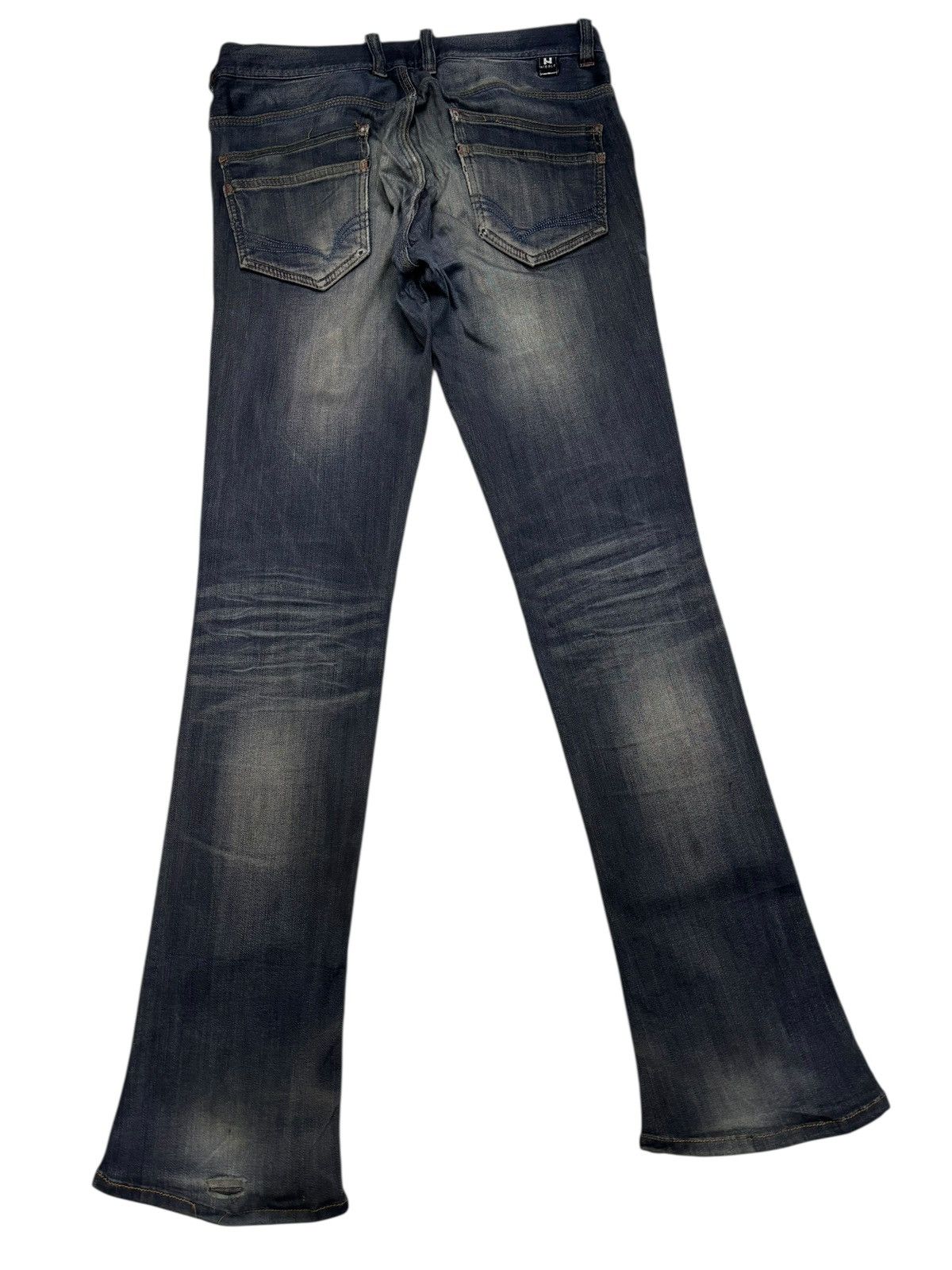 Nicole Club HIDEWAYS NICOLE Flare Slim Cut Dark Denim Distress Jeans Size US 32 / EU 48 - 4 Thumbnail