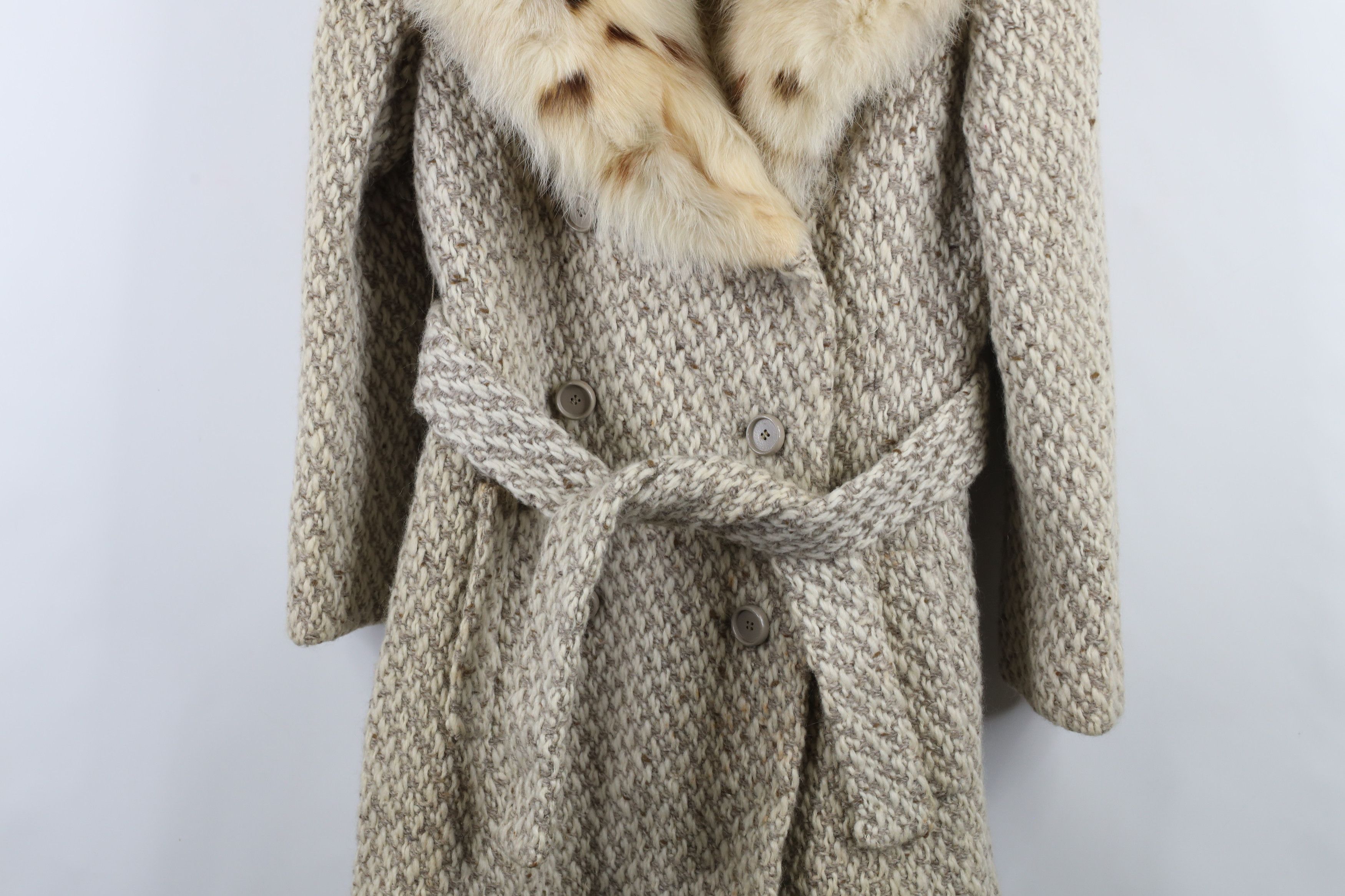 Vintage Vintage 50s 60s Rockabilly Fur Trim Wool Tweed Jacket Size L / US 10 / IT 46 - 3 Thumbnail