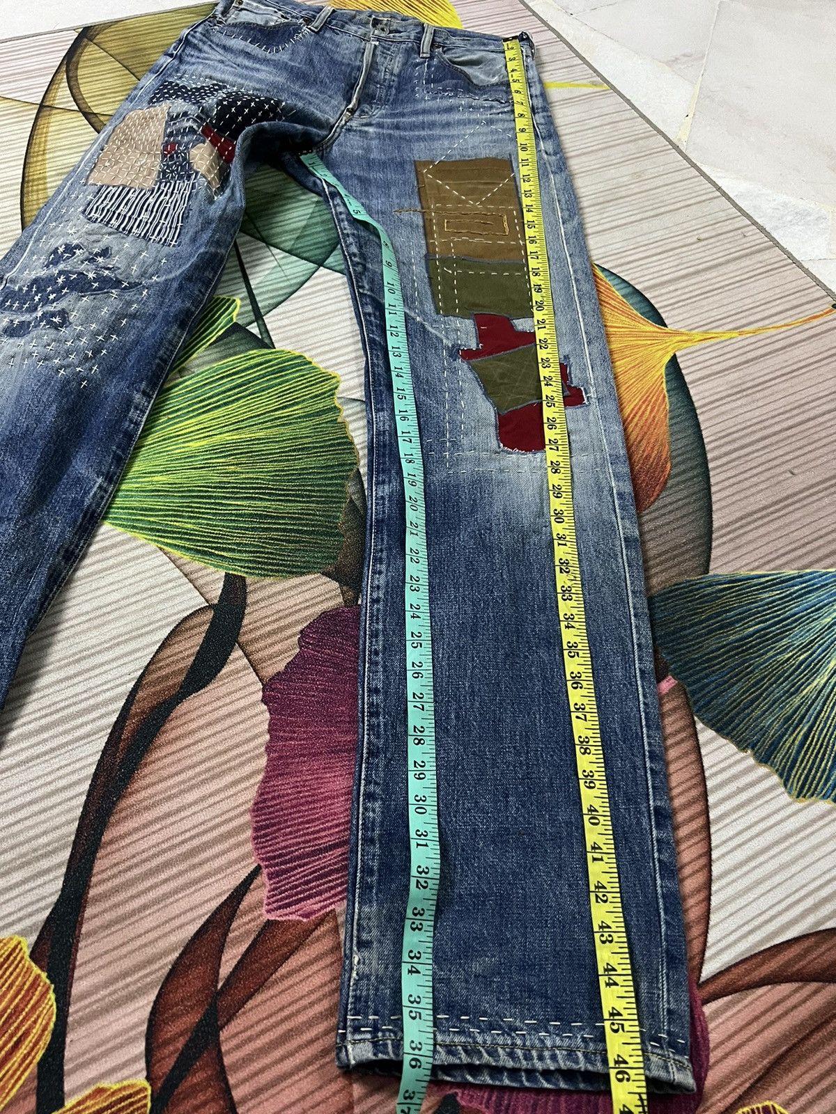 Levi's VINTAGE LEVIS 702 E BACKLE BACK CUSTOM SASHIKO BORO JAPAN Size US 30 / EU 46 - 15 Thumbnail