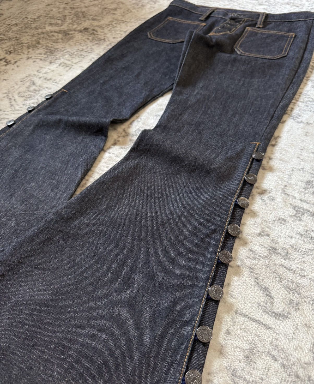 Tornado Mart Tornado Mart Style Side Button Bell Bottom Flare Jeans Size US 29 - 5 Thumbnail