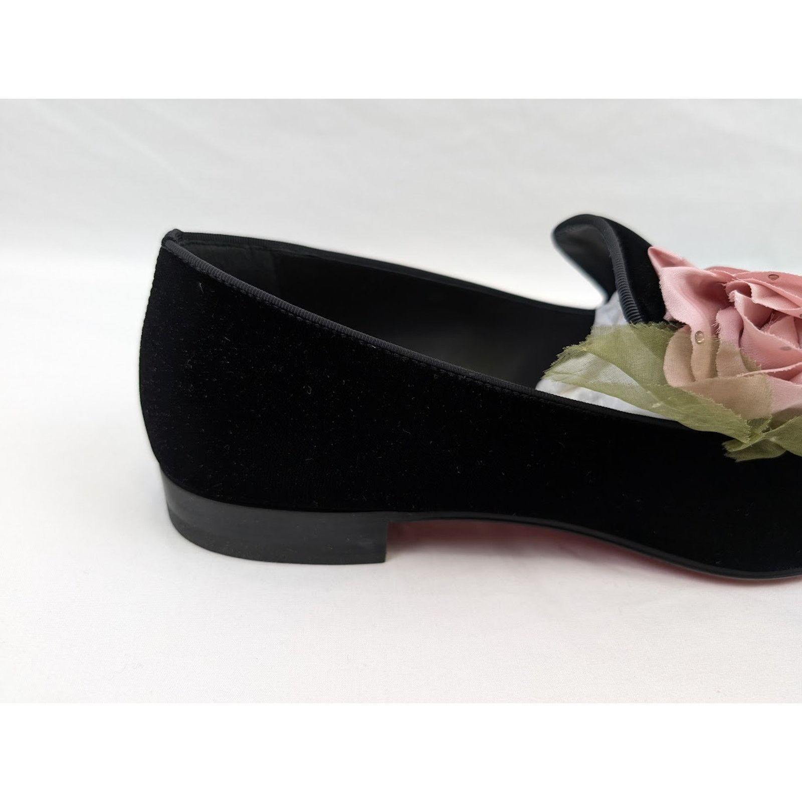 Christian Louboutin o1rshd1 Velvet Dandyflor Flat in Black/Rose Size US 11 / EU 44 - 5 Thumbnail