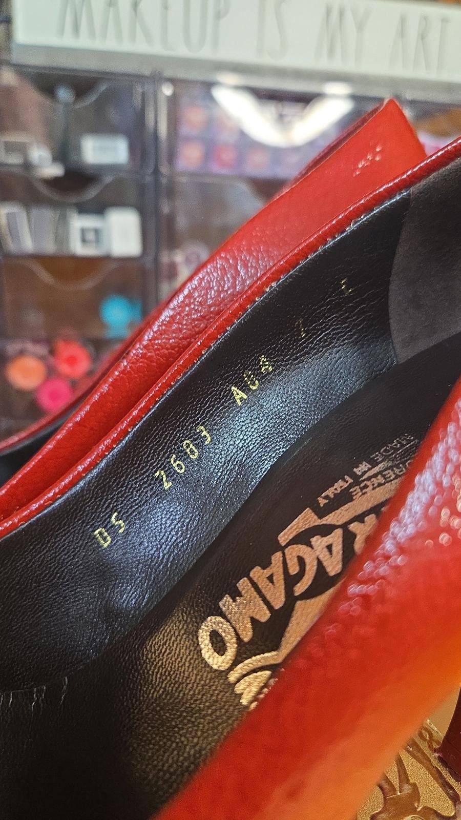 Salvatore Ferragamo 🔥 Salvatore Ferragamo Red Vara Bow High Heels 🔥 Size US 7 / IT 37 - 7 Thumbnail