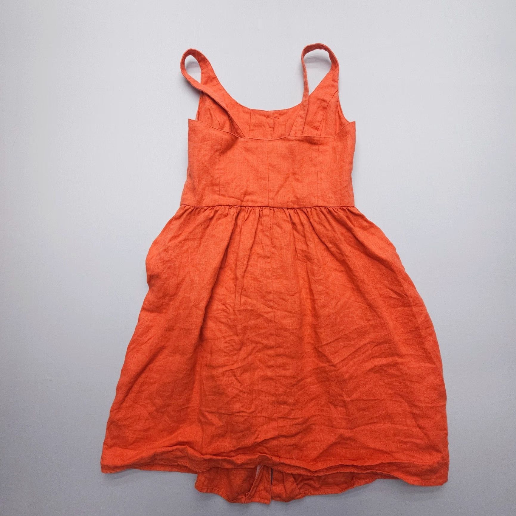 Soludos Soludos Linen Sundress Sleeveless A-Line Dress Small Orange 100% Linen USA Made Vintage No Size 28" / US 6 / IT 42 - 2 Thumbnail