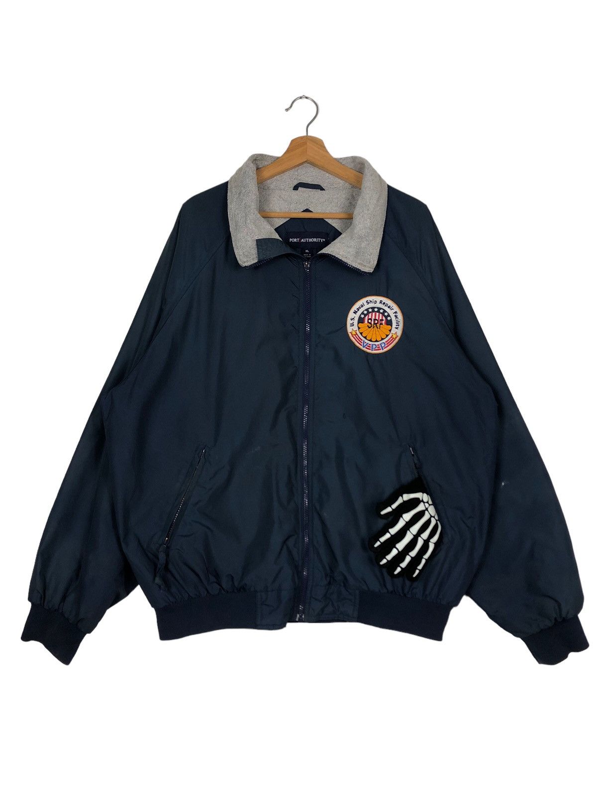 🔥80's Bomber Jacket Us Naval Ship Repair Facility Big Logo