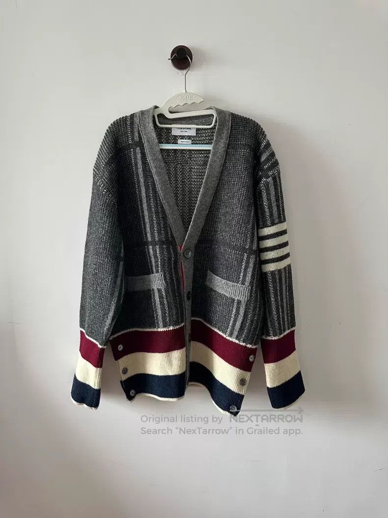 Thom Browne Thom Browne Striped color block wool cardigan Size US S / EU 44-46 / 1 - 1 Thumbnail