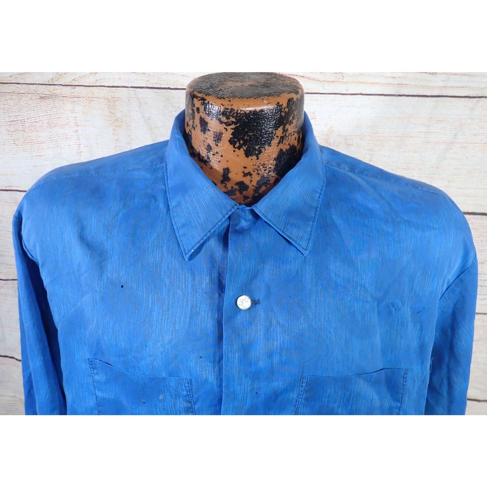 Van Heusen Van Heusen Vintage Shirt - Rockabilly Loop Collar Button-Front Short/Long Sleeve Mens Large Blue Black 1950s 60s United States Chest 48 in Size US L / EU 52-54 / 3 - 2 Thumbnail