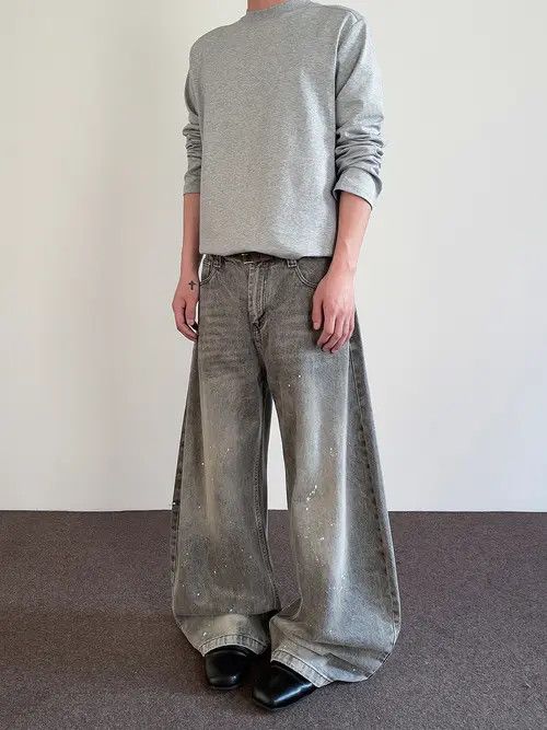 VIBE Wide Leg Baggy Jeans with Paint Splatter Detail Size US 33 - 5 Thumbnail