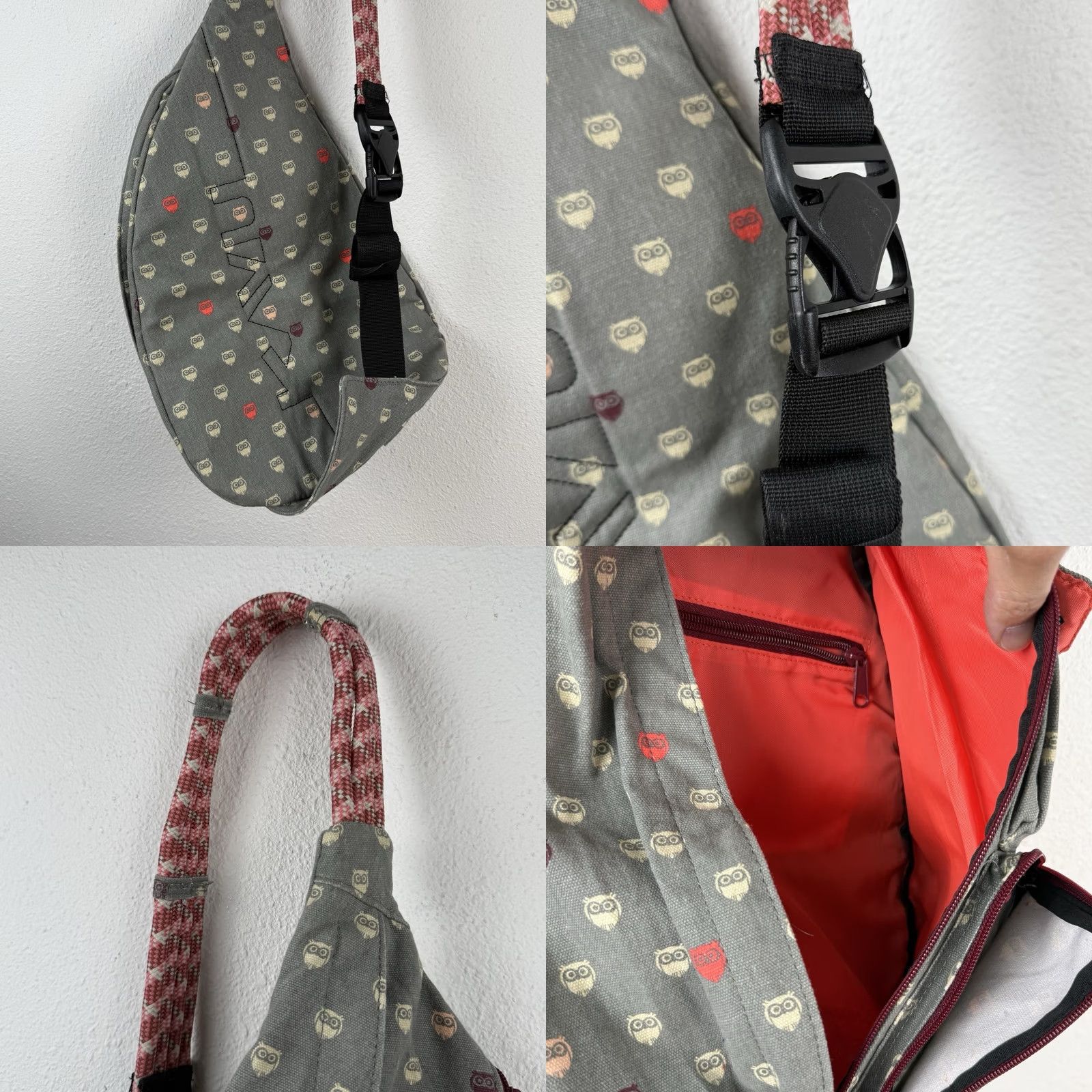 KAVU KAVU Rope Sling Bag Crossbody Gray Owls Nature Hiking Adjustable Shirt? Size ONE SIZE - 8 Thumbnail