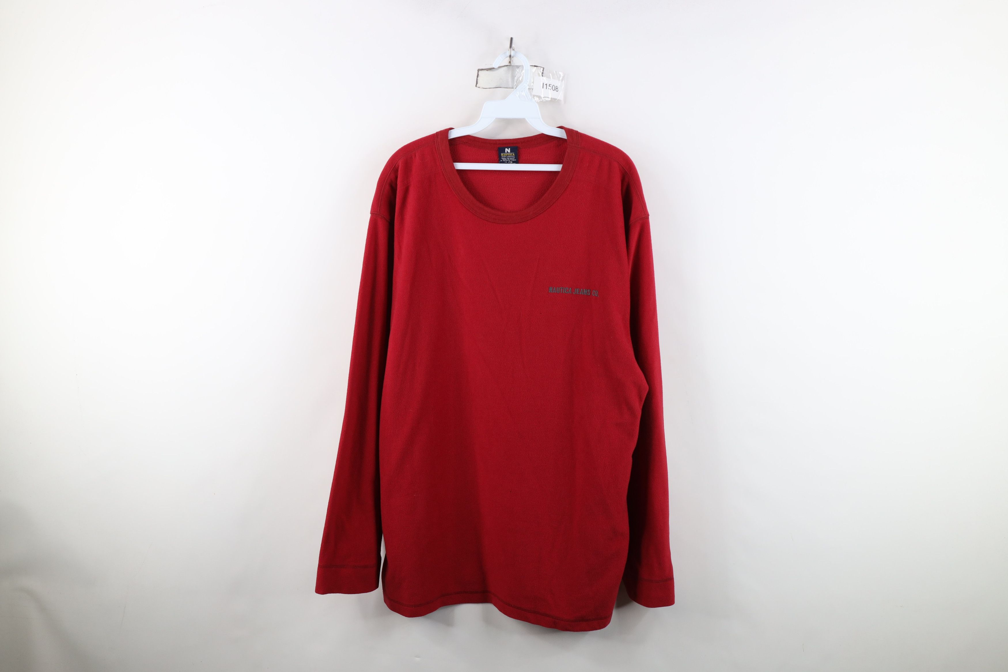 Nautica Vintage 90s Nautica Spell Out Lightweight Fleece Sweater Red Size US XL / EU 56 / 4 - 1 Thumbnail