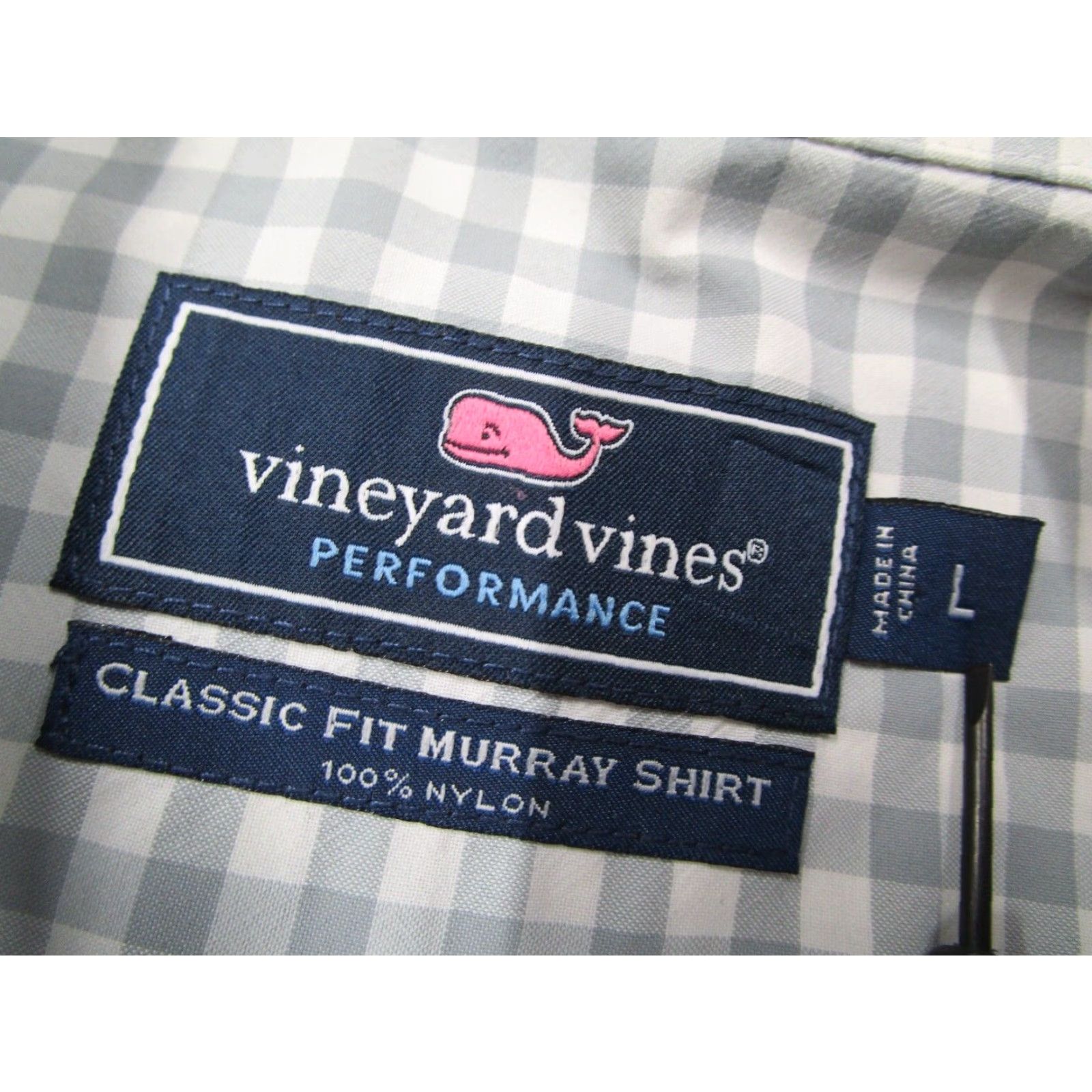 Vineyard Vines VINTAGE Vineyard Vines Men's Large Gray Nylon Check Button-Up Shirt Casual Business Travel Classic Fit Size US L / EU 52-54 / 3 - 3 Thumbnail