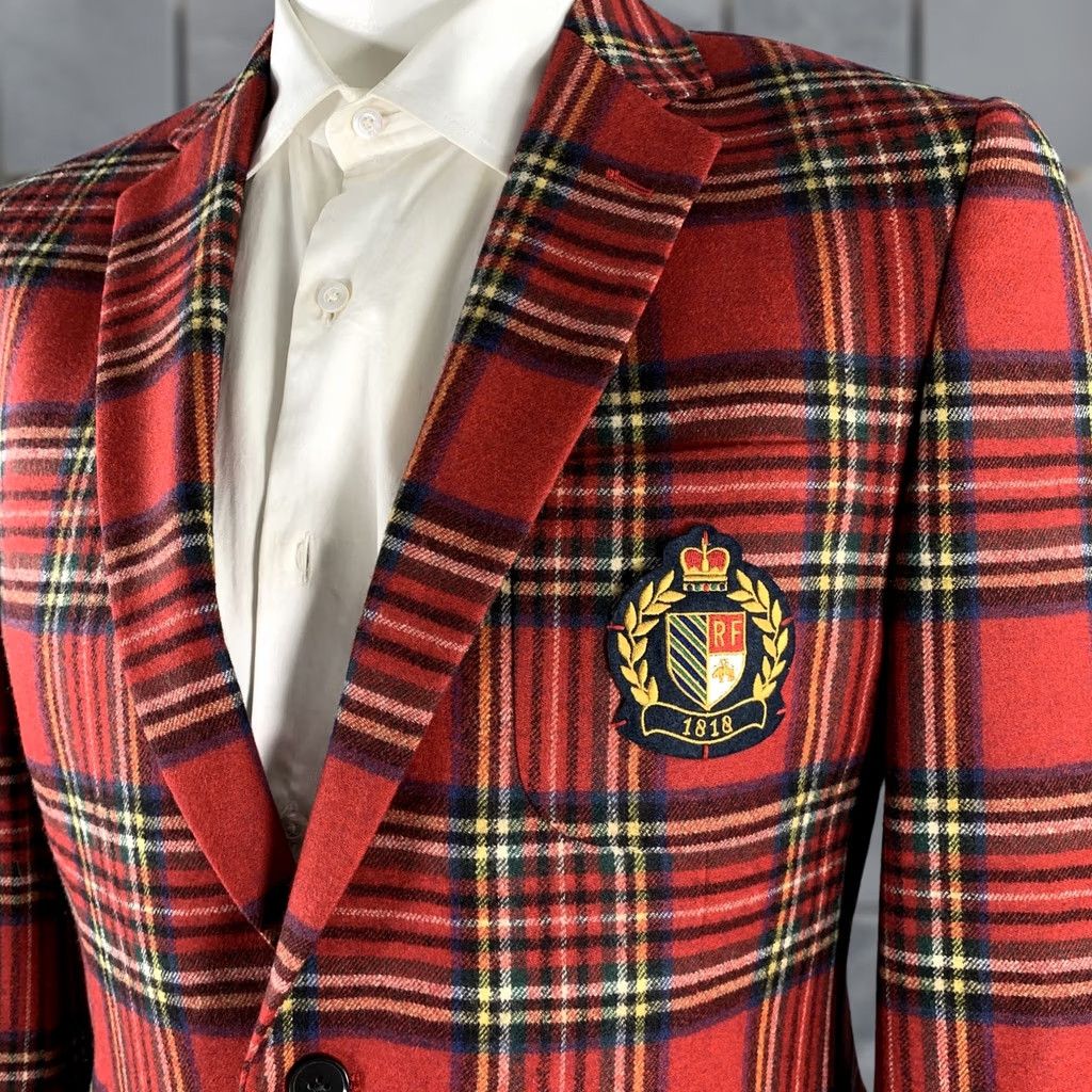 Brooks Brothers BROOKS BROTHERS Sport Coat 42 Red Tartan Wool Blend Blazer Mens NOTCH LAPEL Size 42R - 1 Thumbnail