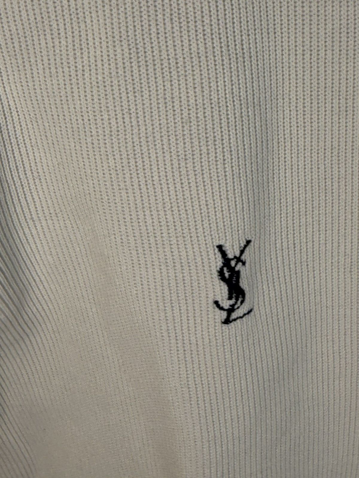 Yves Saint Laurent 90s YSL Sweatshirt White/Sweater Vintage Quarter Zip Up Size US L / EU 52-54 / 3 - 4 Thumbnail