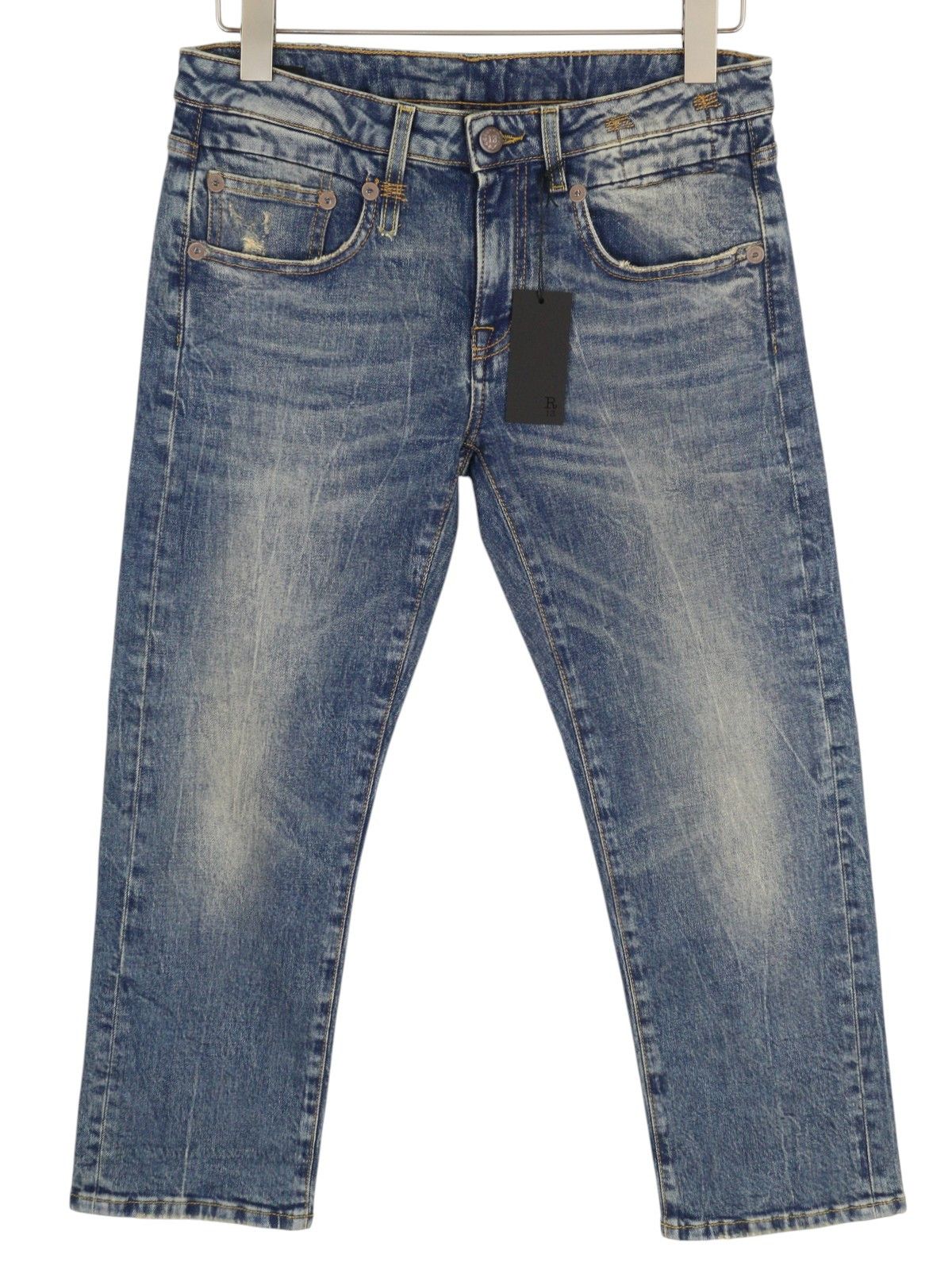 R13 BOY STRAIGHT 27 Ankle Cropped Washed Blue Kelly 84491 Size 27" / US 4 / IT 40 - 2 Thumbnail