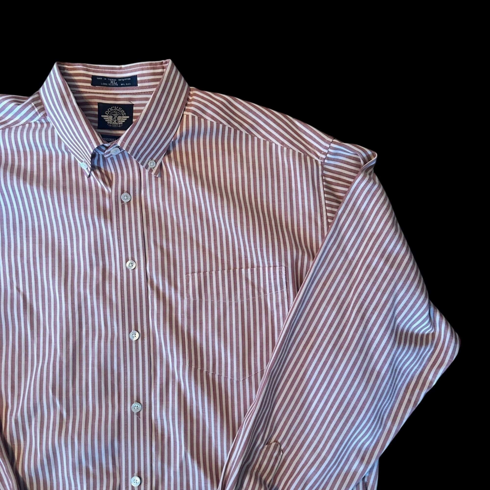 Dockers Vintage Dockers Striped Wrinkle Free Button Down Oxford Shir Size US XL / EU 56 / 4 - 3 Thumbnail