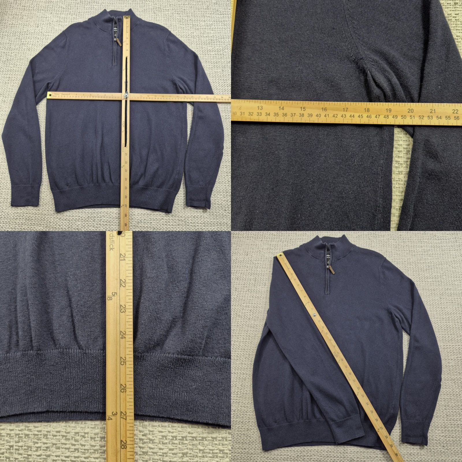 Nordstrom Nordstrom Mens Small Blue Cotton Cashmere 1/4 Zip Mock Neck Pullover Sweater Knit Size US S / EU 44-46 / 1 - 8 Thumbnail