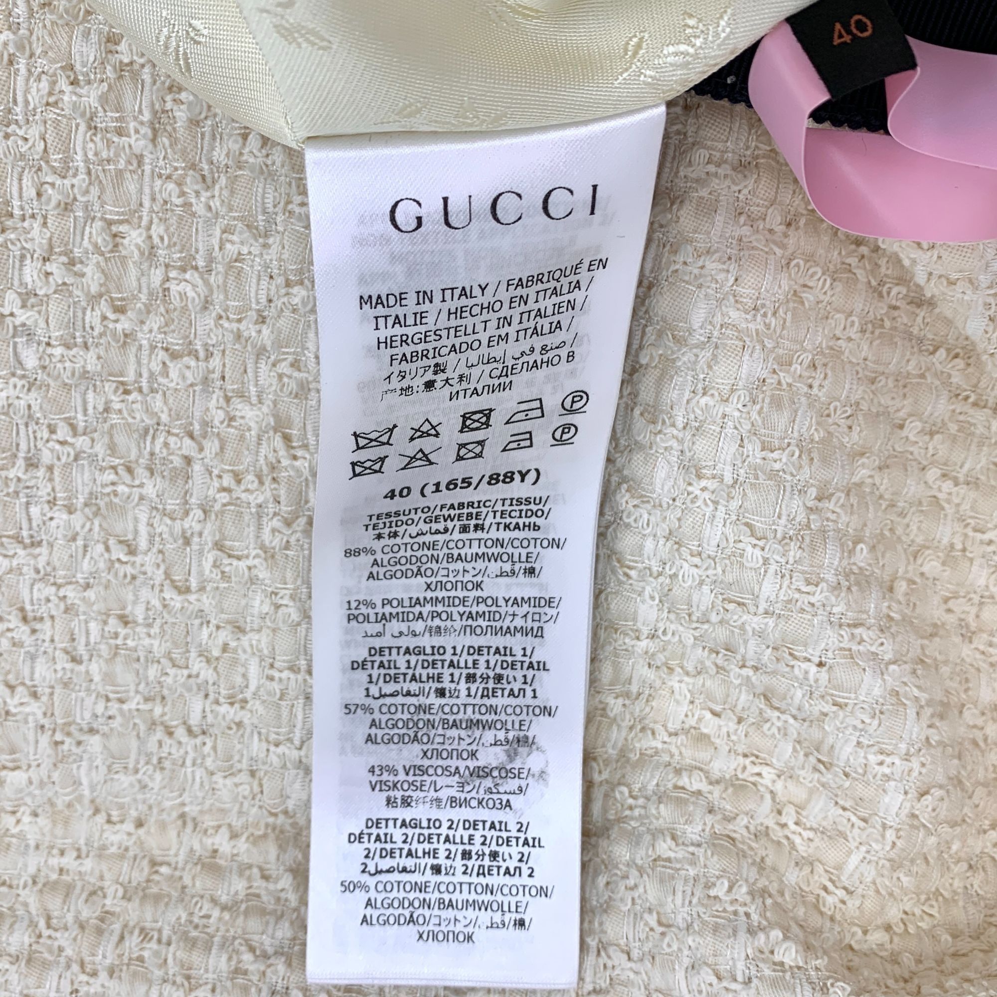 Gucci Gucci Beige Cotton Tweed Cardigan Jacket W/Sequined Lion App Size M / US 6-8 / IT 42-44 - 3 Thumbnail