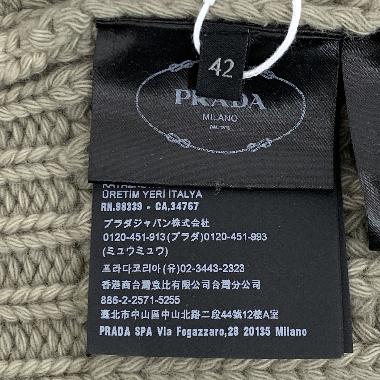 Prada Prada Logo Intarsia Wool Cardigan Grey-Green (42) Size US XS / EU 42 / 0 - 7 Thumbnail