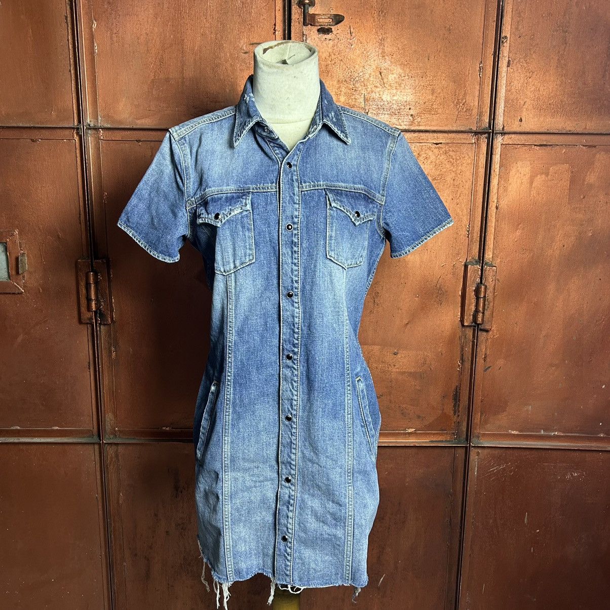 Saint Laurent Paris SAINT LAURENT PARIS Vintage Dresses Blue Denim Size L / US 10 / IT 46 - 3 Thumbnail