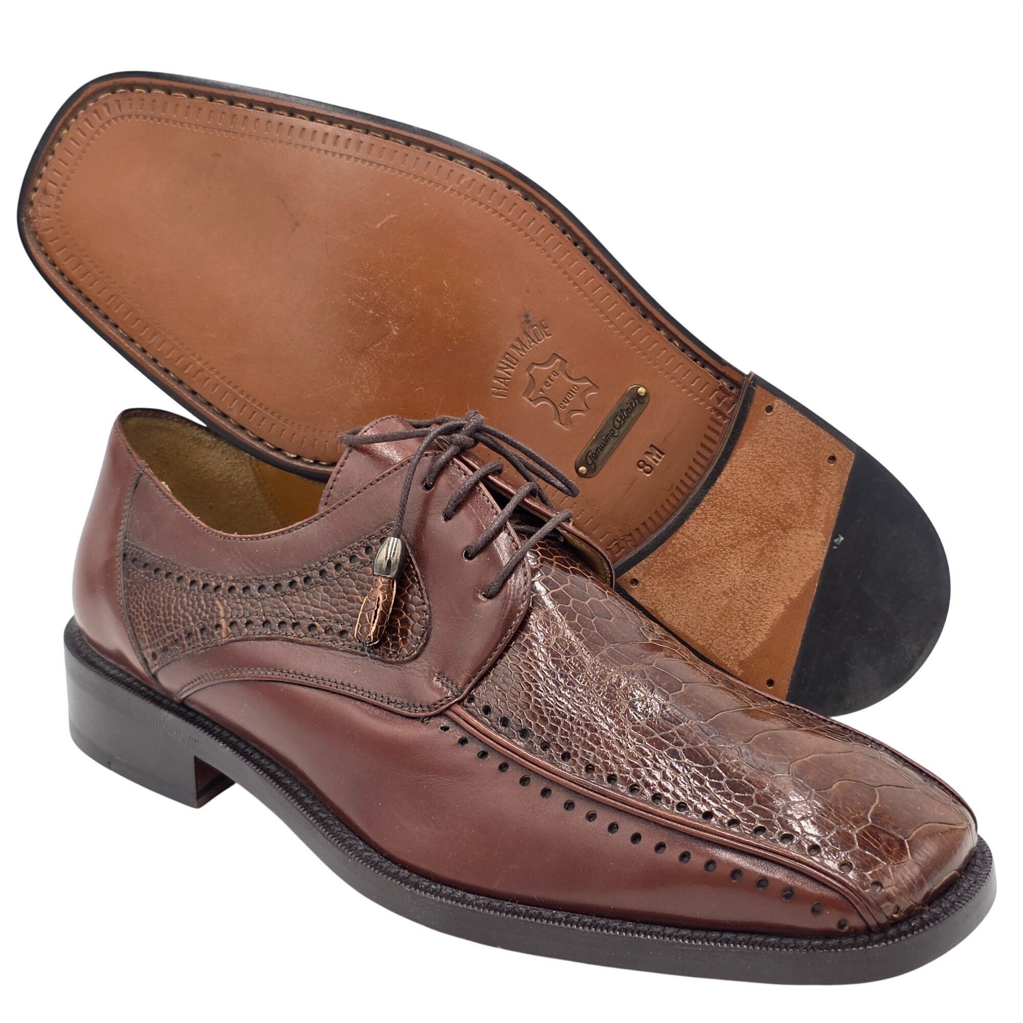 Other NEW Vintage Exotic Ostrich Leg Dress Shoe City Slicker Brown Size US 8 / EU 41 - 5 Thumbnail