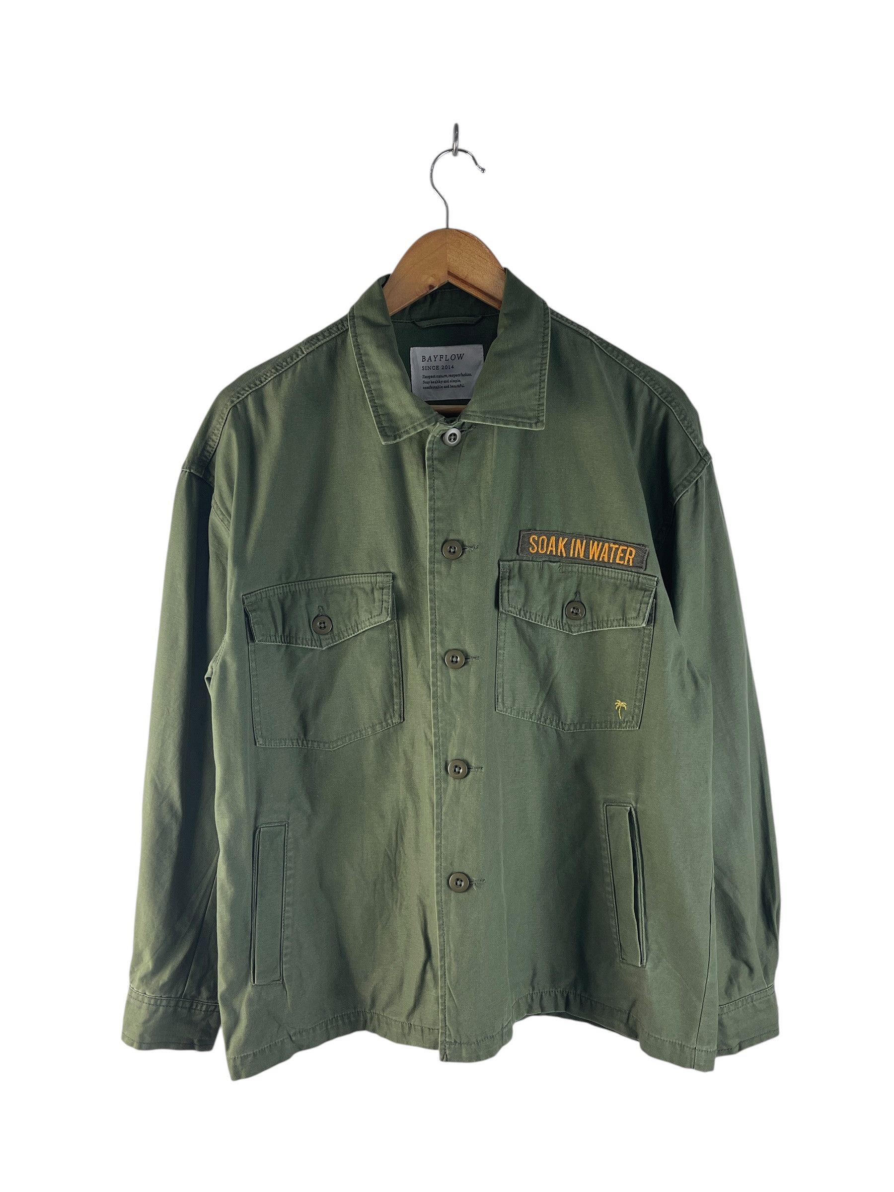 Japanese Brand BAYFLOW Military Utility Shirt Jacket Olive Green Soak In Size US L / EU 52-54 / 3 - 2 Thumbnail