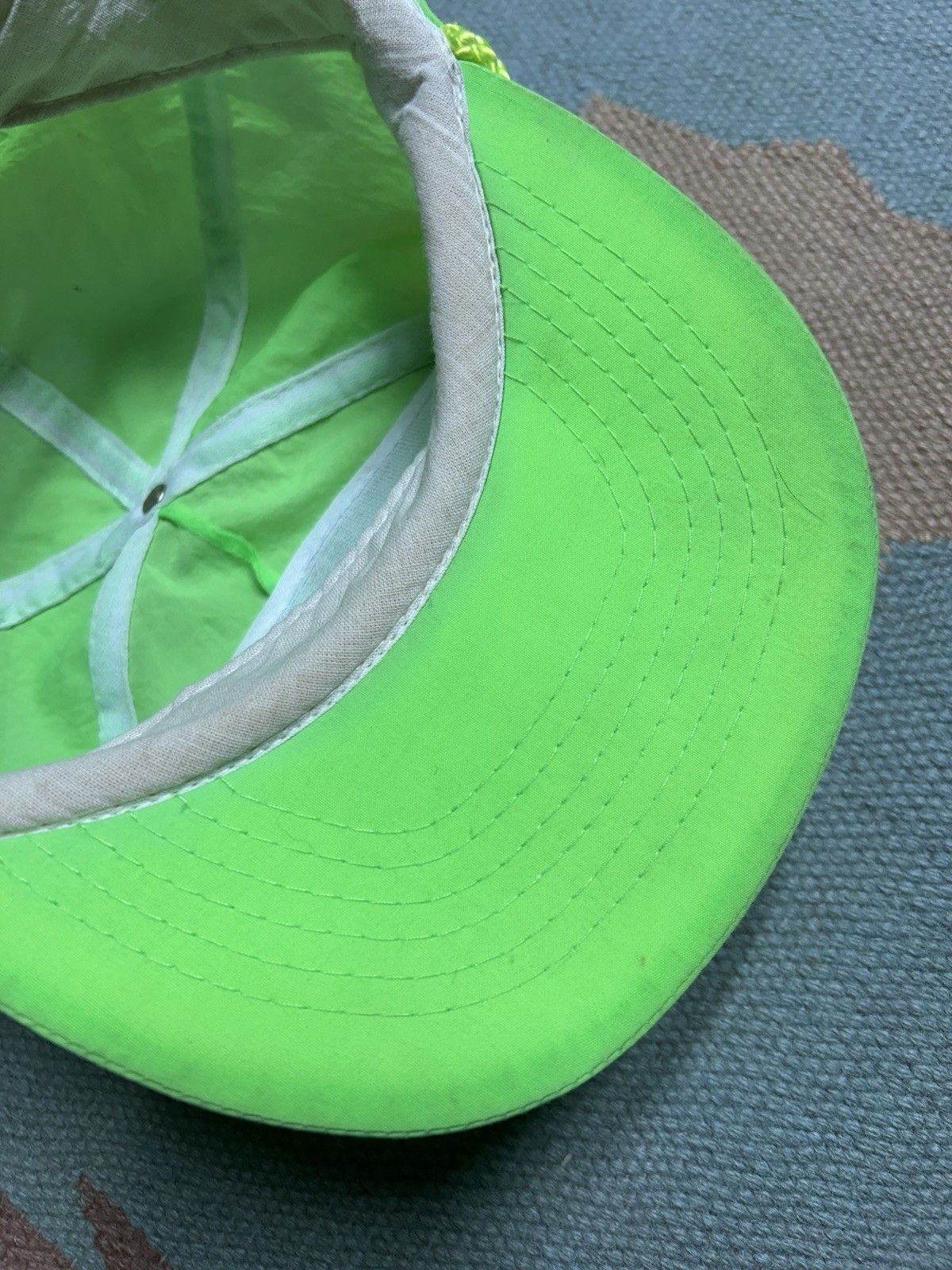 Vintage Vtg 90s SnapBack hat first of America bank hi vis neon nylon Size ONE SIZE - 7 Thumbnail