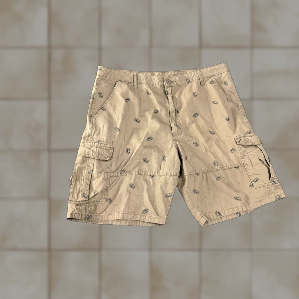 Wrangler Wrangler Cargo Shorts Mens 42 Beige Printed Casual Pockets Beer Cans Cargo Pocket Zip Front 10in Inseam Regular Waist 42 Summer Spring Mens Size US 42 / EU 58 - 1 Thumbnail