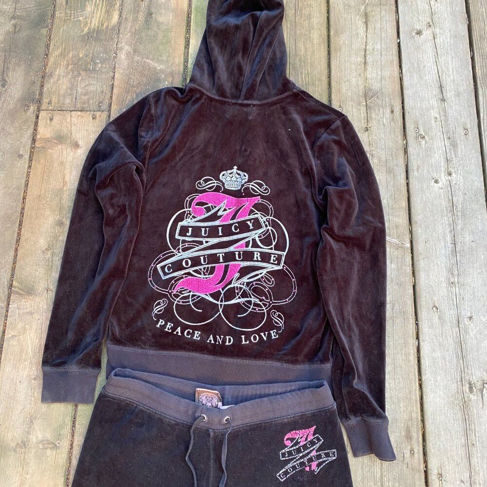 Juicy Couture Vintage Y2K Juicy Couture Velour Tracksuit Black Bedazzled Size M / US 6-8 / IT 42-44 - 8 Thumbnail