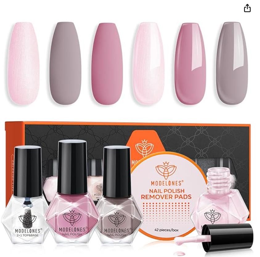 NBDN Nobrandedon Nail Polish 6 Colors Pink White Nude Pink Shimmer Matte Size ONE SIZE - 1 Thumbnail