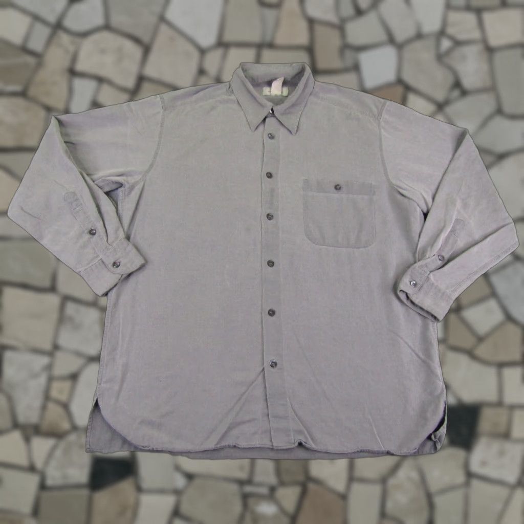 Ermenegildo Zegna VINTAGE Ermenegildo Zegna Shirt Mens Large Gray Long Sleeve Button Up Cotton Lyocell Size US L / EU 52-54 / 3 - 1 Thumbnail