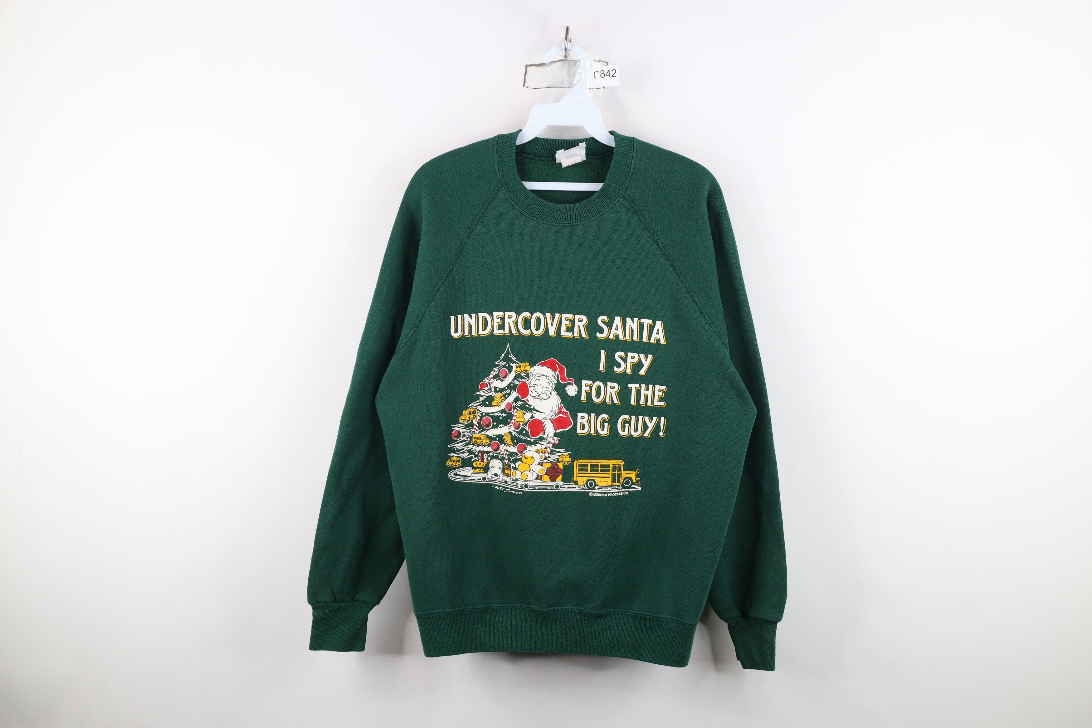 Vintage Vintage 90s Christmas Undercover Santa Sweatshirt Green USA Size XL / US 12-14 / IT 48-50 - 1 Thumbnail