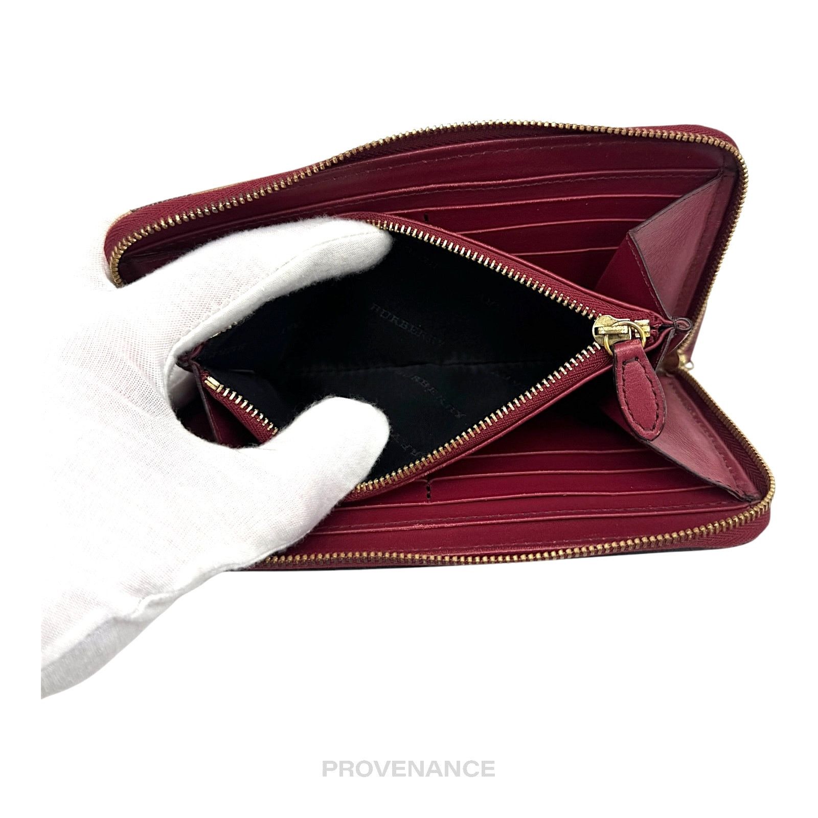 Burberry 🔴 Burberry Logo Zip Long Wallet - Red Nova Check Size ONE SIZE - 9 Thumbnail
