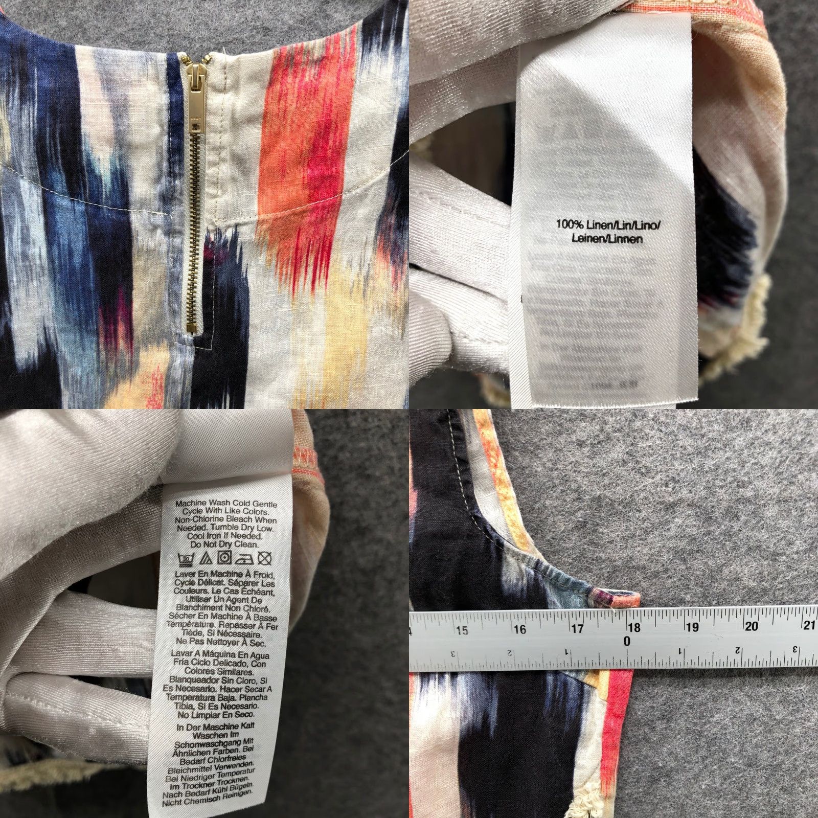 DKNY DKNY 100% Linen Sleeveless Top Womens S Tank Ikat Multicolor Frayed Asymmetric Size S / US 4 / IT 40 - 8 Thumbnail