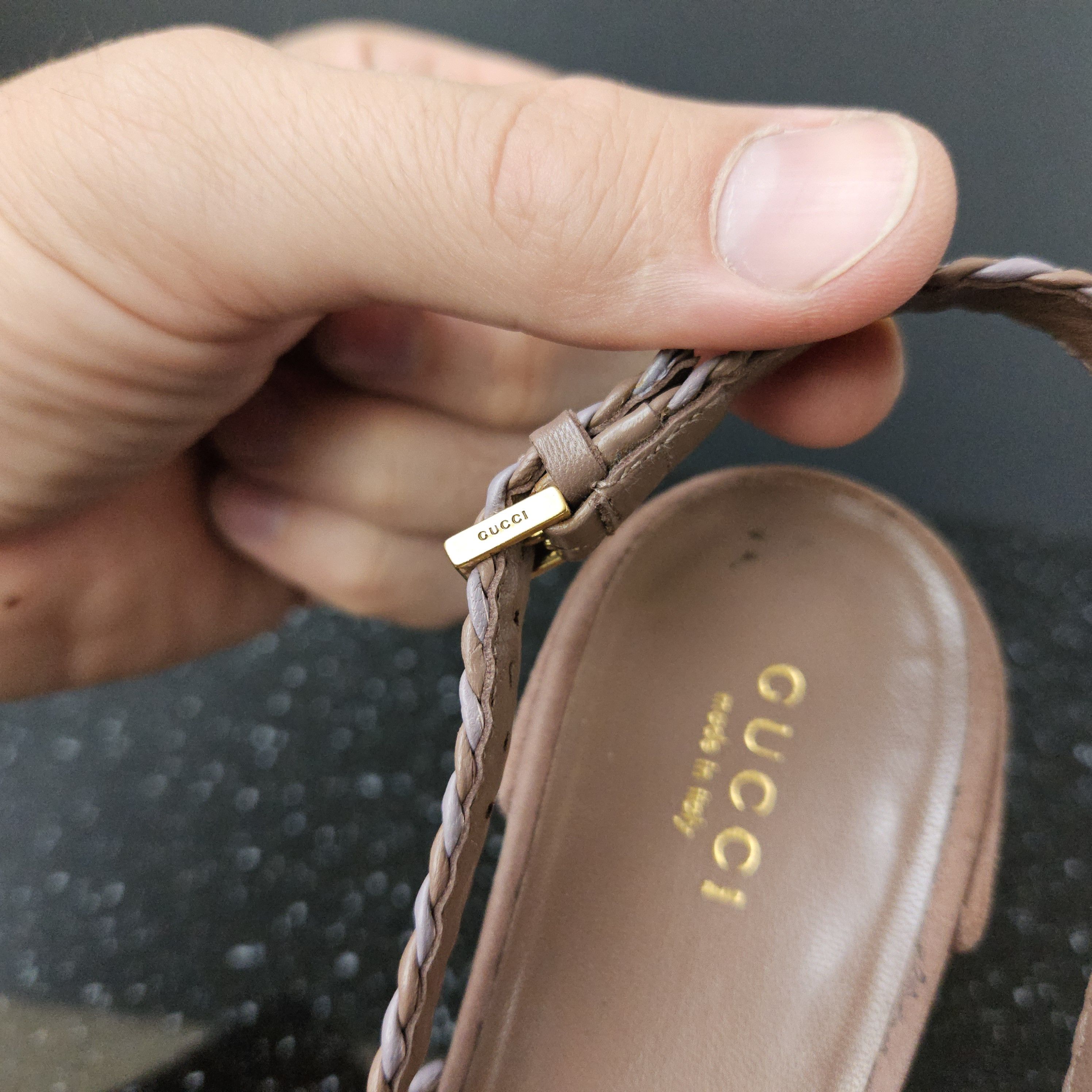 Gucci GUCCI Alhambra Brown Woven Leather Suede Platform Sandal Size US 9 / IT 39 - 10 Thumbnail