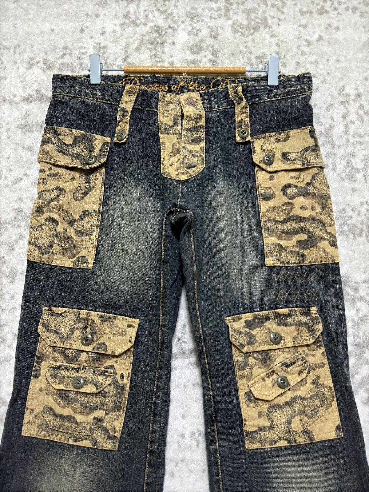 291295=Homme Vintage 291295=Homme Multi Pocket Flare Denim Camo Size US 32 / EU 48 - 3 Thumbnail