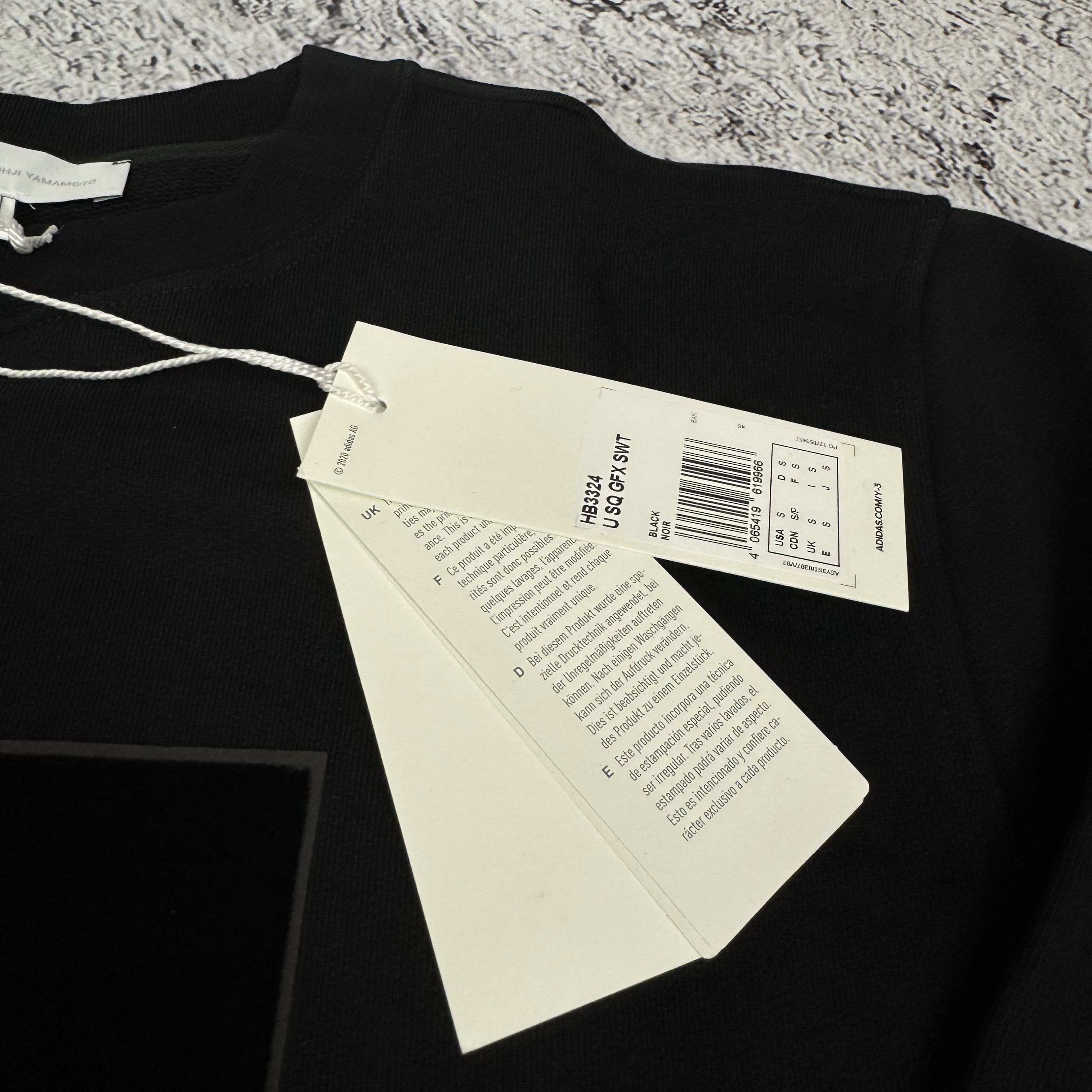 Adidas Adidas Men's Black Cotton Y-3 Square Logo Sweatshirt Small Size US S / EU 44-46 / 1 - 7 Thumbnail