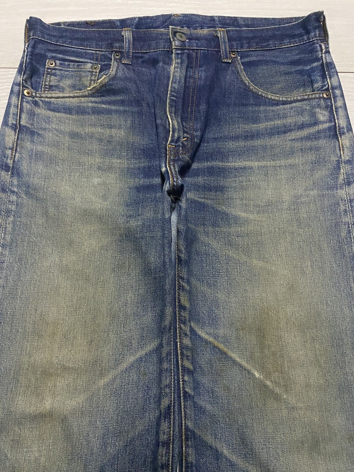 Levi's Levis 502 Big E Selvedge Talon Zip Distressed Baggy Jeans Size US 34 / EU 50 - 3 Thumbnail