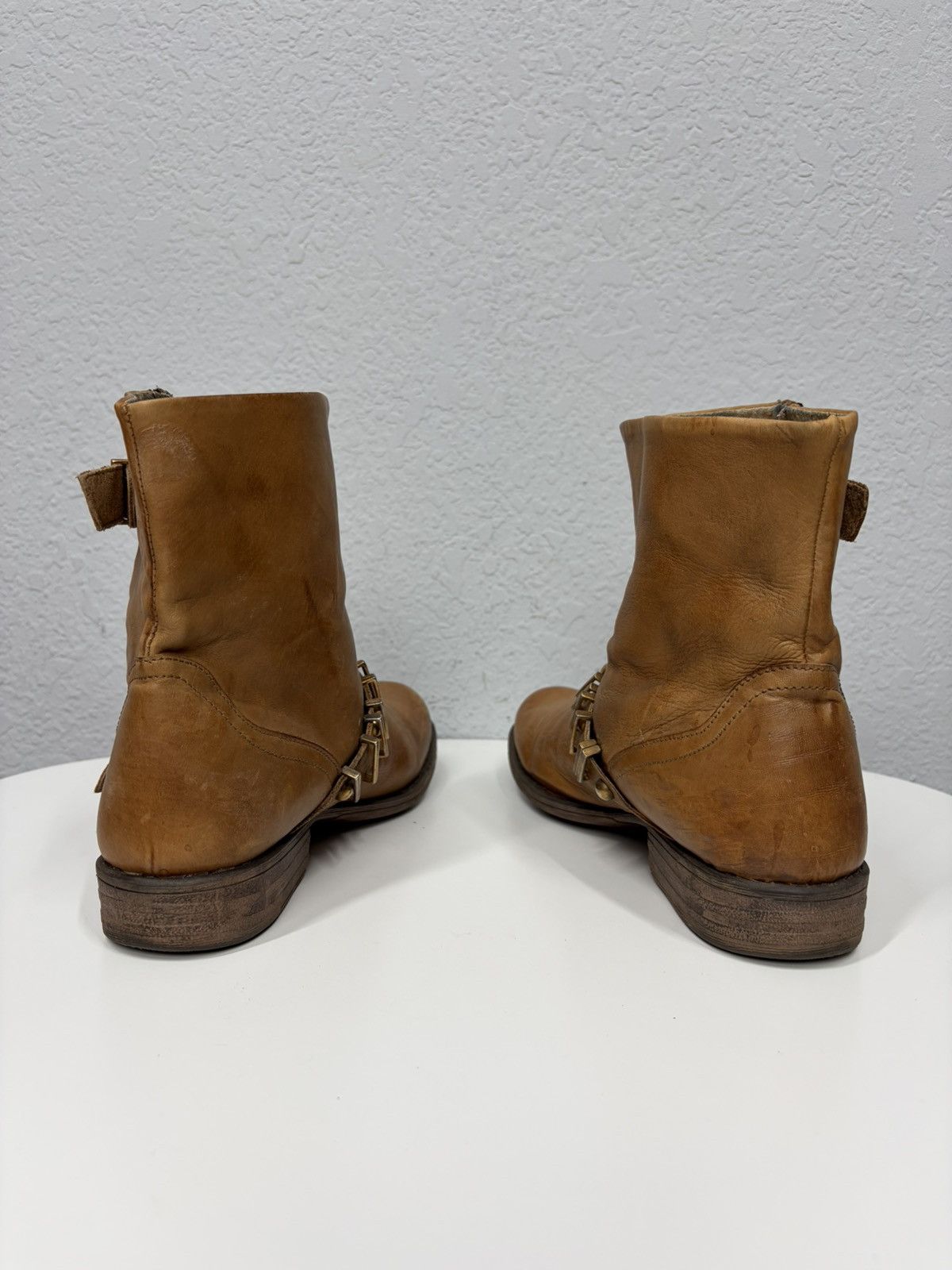 If Six Was Nine Vintage Italian AS 98 Heel Leather Airstep Skull Biker Boots Size US 8 / EU 41 - 10 Thumbnail