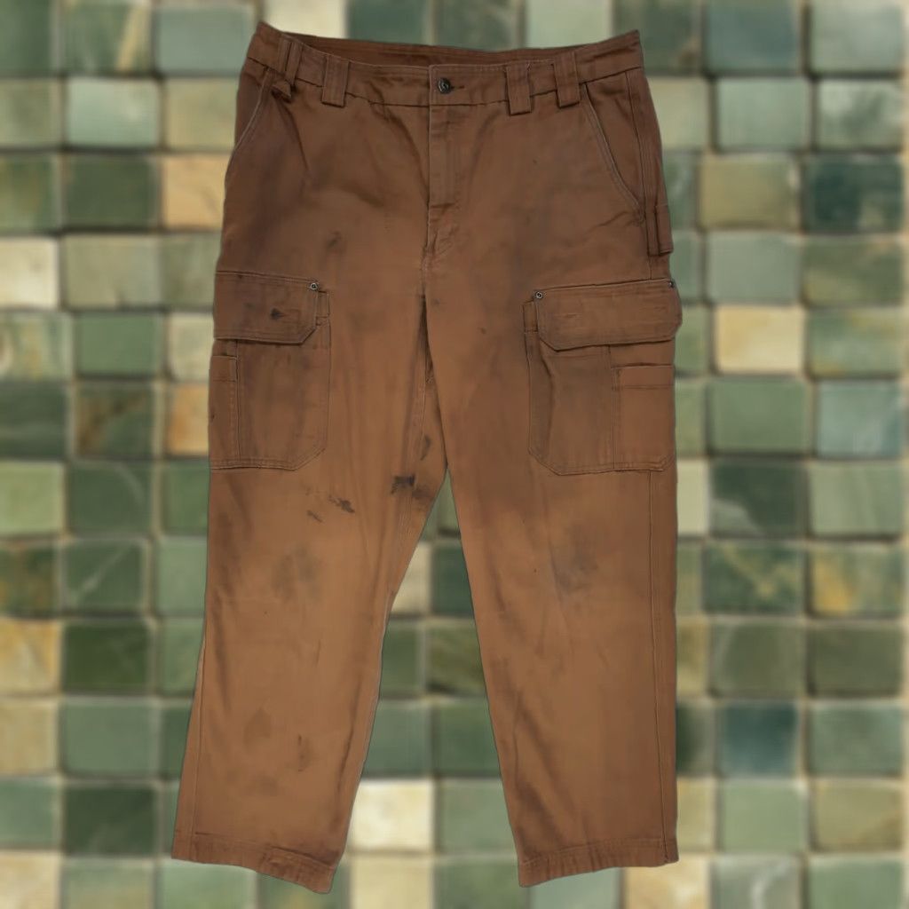 CO VINTAGE Men's Duluth Trading Co Cargo Work Pants 36x32 Tan Beige Canvas Cotton Pockets Size US 36 / EU 52 - 1 Thumbnail