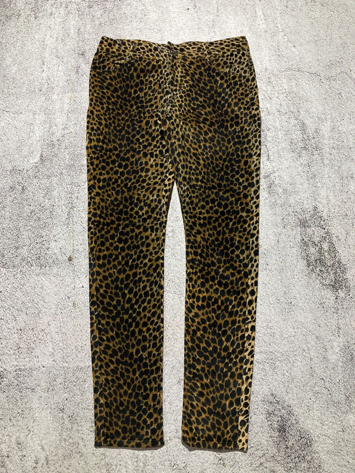 Japanese Brand 2000s Loaf Leopard Motif Waxed Slim Fit Pants Lgb Style Size US 28 / EU 44 - 1 Thumbnail