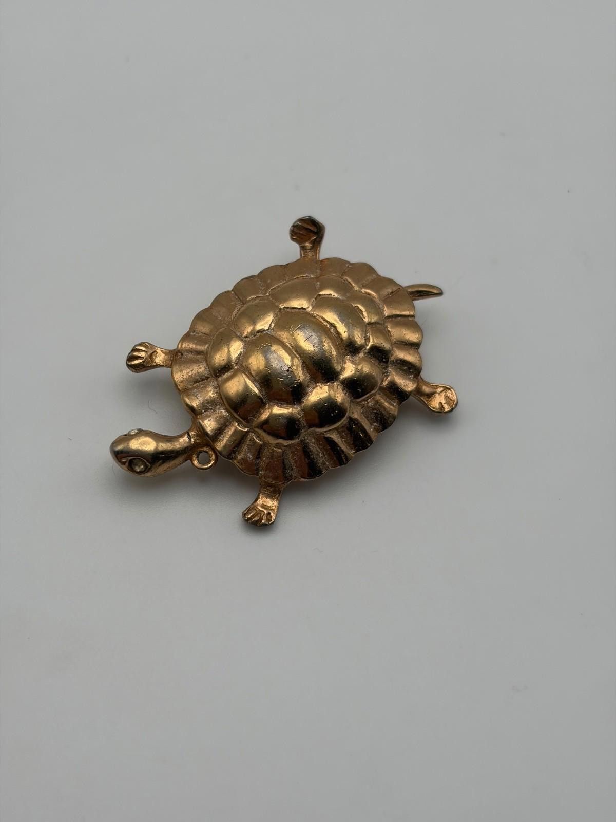 Stormy Kromer Vintage Gold-tone Kramer signed Turtle Brooch Size ONE SIZE - 1 Thumbnail
