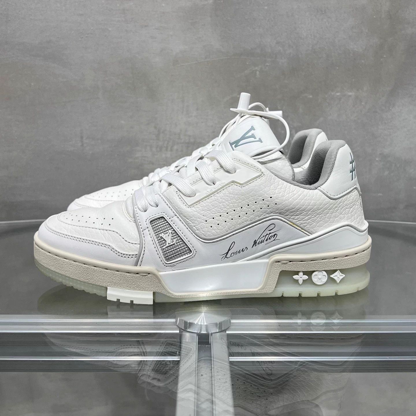 Louis Vuitton LV Trainer White Cement UK3 37 YH26285 Size US 6.5 / IT 36.5 - 3 Thumbnail