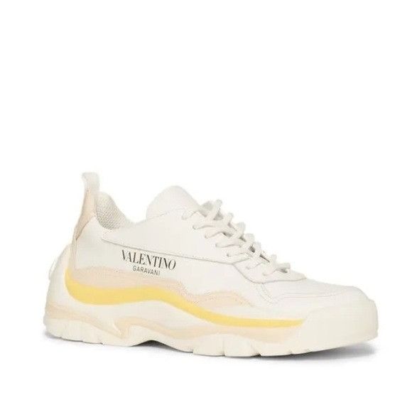 Valentino Garavani Gumboy Logo Sneakers White Yellow Men’s E