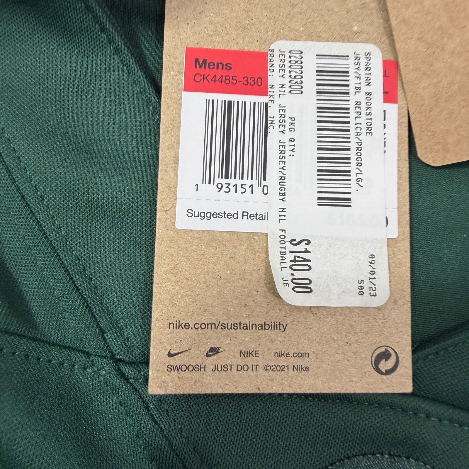Nike Nike Michigan State Spartans Tre Mosley Jersey Large NEW Size US L / EU 52-54 / 3 - 6 Thumbnail