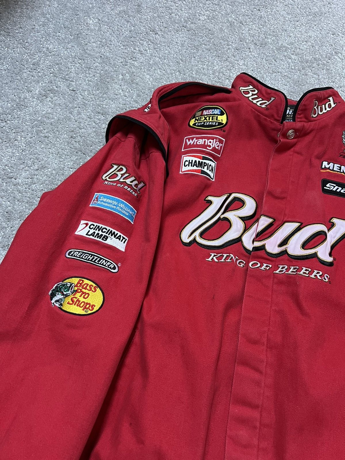 Budweiser Chase Authentics Budweiser Red Bomber Racing Jacket Size XXL Size US XXL / EU 58 / 5 - 8 Thumbnail