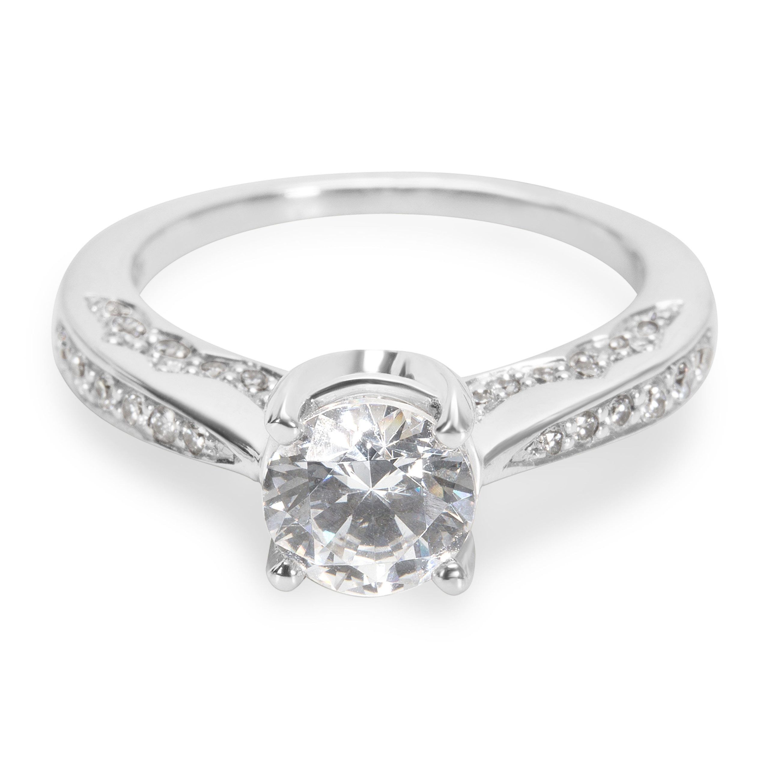 image of Tiffany Co Peter Storm Engagement Ring Setting In 18K White Gold (0.35 Ctw), Women's