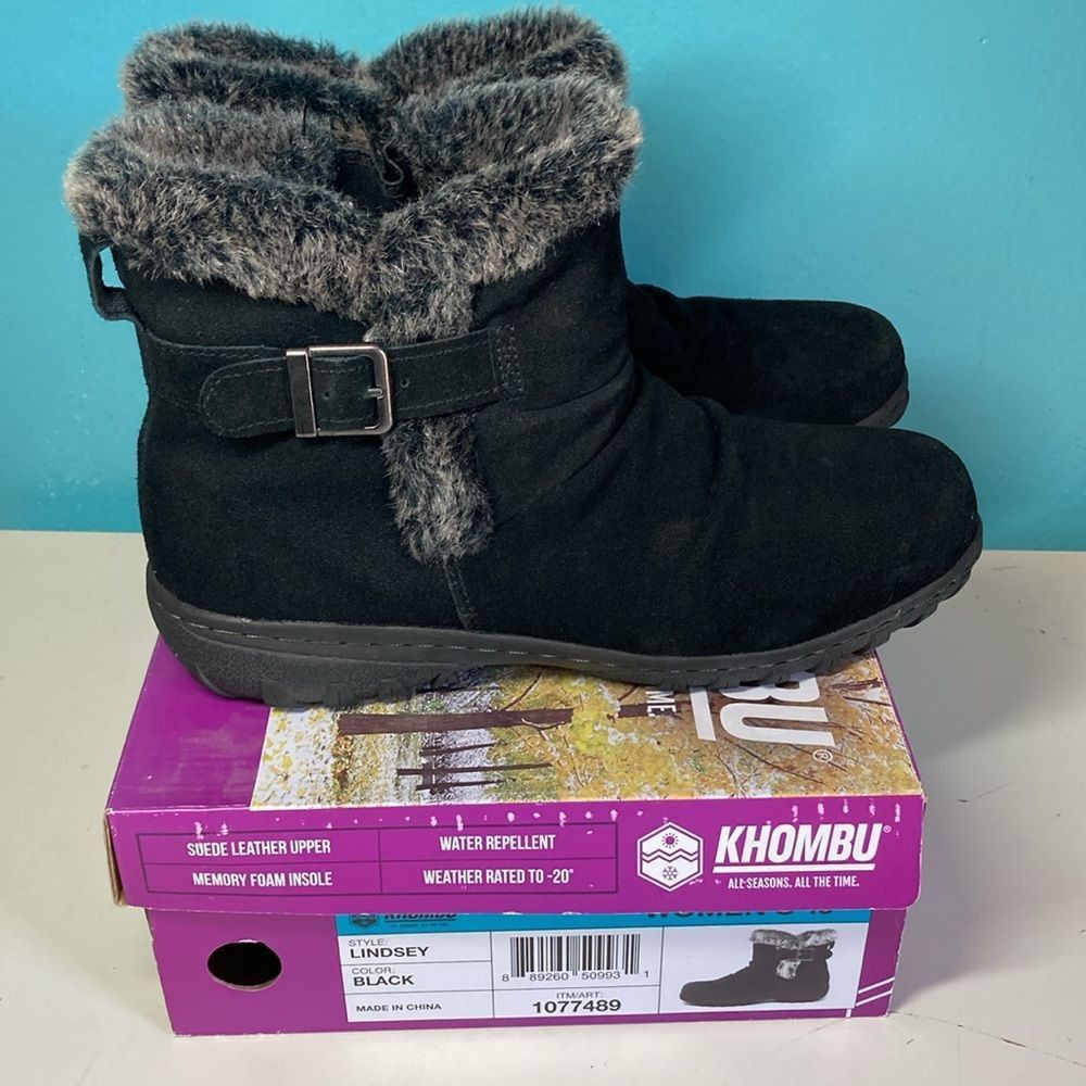 Other Khombu Lindsay Black Leather Ankle Boots Size 10 Size US 10 / IT 40 - 6 Thumbnail